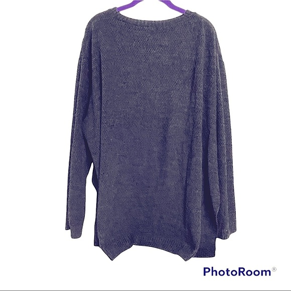 Boohoo Sweater Gray Side Slit Chunky SZ 20 - Picture 2 of 10